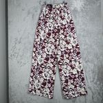 EXPRESS  Stylist Wide Leg Pants Womens 2L‎ Burgundy White Floral High Rise Boho Photo 2