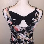 Siren Lily  Maternity black floral back bow asymmetrical midi dress Photo 4