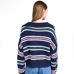 Free People Kennedy Striped Pullover Crop Sweater in Midnight Sail Combo, Large Photo 1