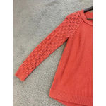 Loft womens knit sweater orange small pullover crochet knit long sleeve casual Photo 4