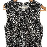 Tory Burch  Monochrome Silk-Blend Shift Dress‎ Black/White Florals Size 6 Photo 7