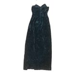 Studio J Vintage Green Crushed Velvet Maxi Dress Spaghetti Strap Slit Gothic XS Photo 2