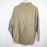Taupe Grey Green Denim Animal Print Patchwork Jacket Women's Size X Photo 1