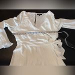 Lulus Embrace Your Beauty Ivory Pleated Long Sleeve Skort Romper Chiffon Large Photo 6