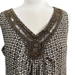 Dress Barn  Sleeveless Blouse Top XL Brown White Photo 1