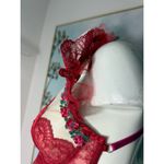 Buenamosota Red Sheer Lace Floral Ruffle Bra Adjustable Straps Size XL Photo 5
