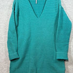 Free People Oversize Teal Knit Tunic Sweater Dress Side Lace-Up Sz S Photo 0