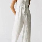 ONIA  Women’s White Linen Button Front Cropped Wide Leg Jumpsuit XS Photo 0