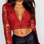 Boohoo Flare Sleeve Lace Crop Top Photo 0