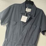 Pistola Jumpsuit Women M Blue Stone Relaxed Field Suit Short Sleeve Button Front Photo 3