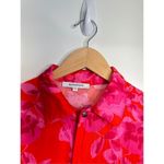 Olivaceous Shirt Womens Small Button Front Floral Red/Pink Short Sleeve Photo 3
