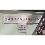 Sandra Darren  Dress Teal Green‎ Print Lined Sequin Neckline Sleeveless Size 14 Photo 8