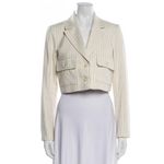 Rachel Zoe Striped Cropped Blazer Size 6 Ivory Pinstripe NWT Preppy Chic Photo 4