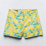ZARA Printed Linen Blend Shorts Photo 3