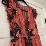 Ulla Johnson Akira Metallic Shibori Silk Printed Midi Dress Coral Pink Size 6 Photo 10