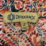  Red Paisley Boho Blouse Size Large Democracy Floral Pintuck Top Photo 5