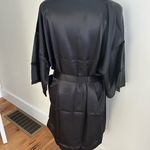 Womens Black Satin Kimono Robe one size fits most Size L Photo 2