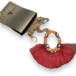 Thalia Sodi  long fringe beaded necklace‎ dark red Photo 0
