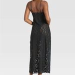 Auden black floral lace slip midi lingerie dress spaghetti straps slit Medium Photo 6