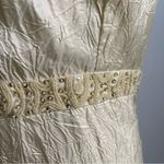 April Cornell Cream Crinkle Satin Sleeveless Midi Dress Sequin Embroidery Large White Photo 5