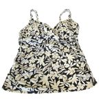 Lands' End  Women's Tankini Black & White Swim Top Floral size 14 NWOT Photo 2