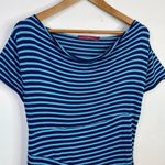 Krimson Klover Lightweight Knit Boatneck Striped Dress Cotton Blend womens L Blue Size L Photo 2