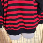 Vintage Amy Jess 1990s Y2K Red Black Striped Vneck Terrycloth Sweater Medium Photo 6