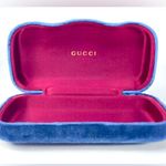 Gucci  Blue Velvet Clamshell Glasses Case Photo 0