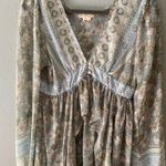 Altar’d state , Boho blue/green and cream floral cover up dress with long sleeves, V-neck Photo 3