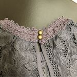 Chance or Fate Long Sleeve Lace Top Dark Purple Gray High Collar Victorian sz M Photo 7