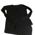 EXPRESS  Black Asymmetrical Hem Long Sleeve Sweater Top M Rayon Crew Neck Tunic Photo 0