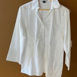 Lands' End  No Iron Pinpoint Oxford White Long Sleeve 100% Cotton Shirt Size 18 Photo 0