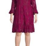 Calvin Klein NEW 2 Chiffon Magenta Floral Metallic Jacquard Party Dress Business Photo 0