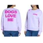 Wildfox New  Dogs Love Me Sweatshirt WF005839 Orchid Patal Purple Pink Sz S Photo 1