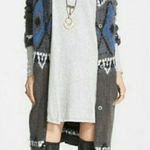 Free People  Frosted Fair Isle Mohair Long Cardigan Shacket Sweater Size M Photo 0