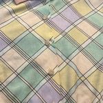 Vintage 70s 80s Castleberry Pastel Pink Blue button Down Banded Bottom 12 Photo 4