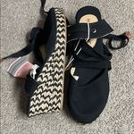 Seychelles Serra Black and Tan Espadrille Tie Up Wedges Size 9 NWT Photo 0