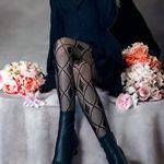 Argyle Jacquard‎ Hollow Out Tights High Waist Comfy Pantyhose Black One Size Photo 1