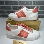 Michael Kors Sherbert Poppy Leather And Logo Stripe Sneaker Photo 0