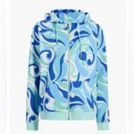 Hill House Hill House Allie Zip-Up Hooded Fleece Jacket in Ocean Kaleidoscope Size Small Photo 3