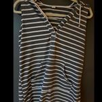 Gray and White Casual Striped Hooded Beach Cover Photo 3