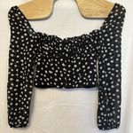 Princess Polly ‎ Size 6 Black White Floral Long Sleeve Wire Bustier Crop Top Photo 2
