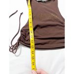 Motel ‎ Cowgirl Chocolate Brown Rhinestone Tank Top Drawstring Western Size S Photo 9