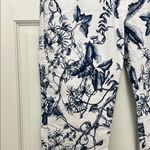 Free People  White and Navy Floral Drawstring Casual Pants - Size Medium Photo 6