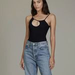 Alix Nyc Dorest Asymmetrical Neckline Cutout Bodysuit Small Black Photo 2