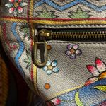 Floriana Floral Hand Painted Black Leather Boho Crossbody Purse Photo 2