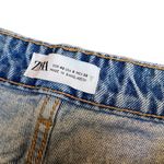 ZARA Women’s 8 High Rise Ripped Mom Jeans Blue Distressed Denim Relaxed Fit Photo 2