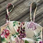 Tinibikini Women's Swimsuit  White Floral Tropical Front Tie Size LRG EUC #1172 Photo 2