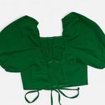 SheIn Green Puff Sleeve Corset Back Crop Top – Size M Photo 1