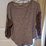 Mystree  Textured Long Sleeve Top with Patterned Sleeves Photo 0